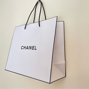 Authentic Small White Chanel Shopping Bag